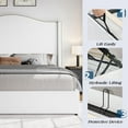 thumbnail image 5 of Merluxy Lift Up Storage Bed, Upholstered Platform Bed Frame Tall Headboard Wingback, Hydraulic Lifting Underneath/Wood Slats Support,Queen,White, 5 of 9