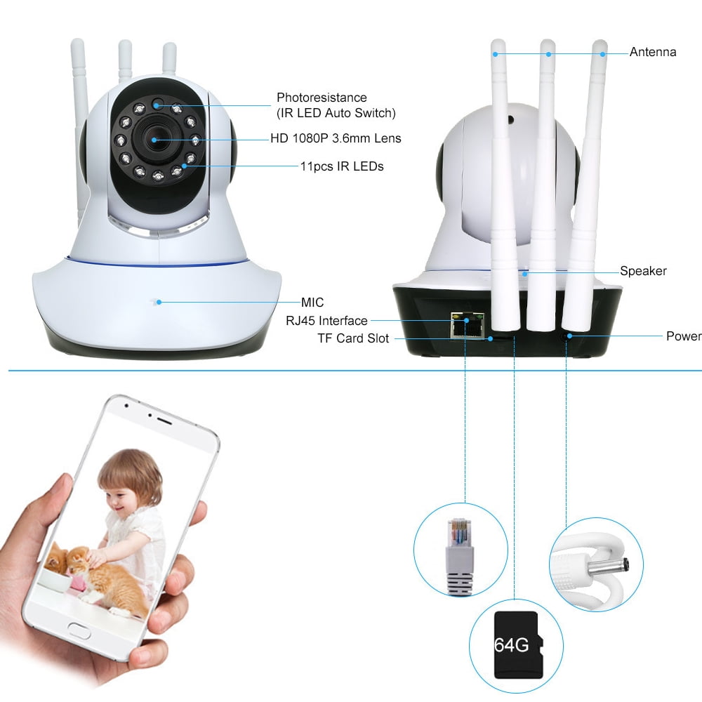 LNKOO Wireless Security Camera 1080P Indoor Pan/Tilt WiFi Smart IP Camera Dome Surveillance System w/Night Vision,Motion Detection,2-Way Audio for Home,Business, Baby Monitor
