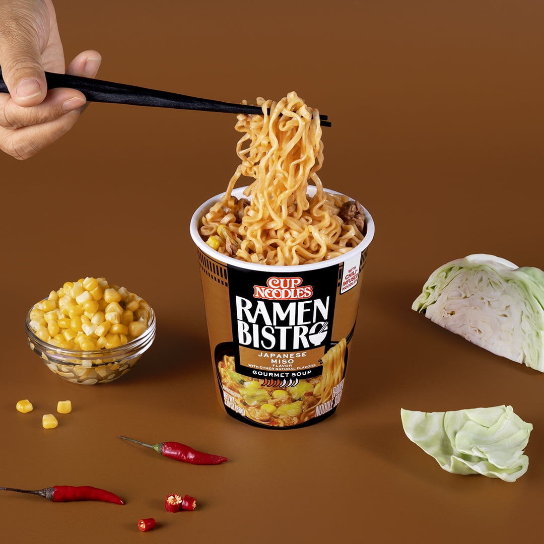 (6 pack) Nissin Cup Noodles Ramen Bistro Ramen Noodle Soup, Japanese Miso Flavor, 3.10 oz Cup, Shelf-Stable
