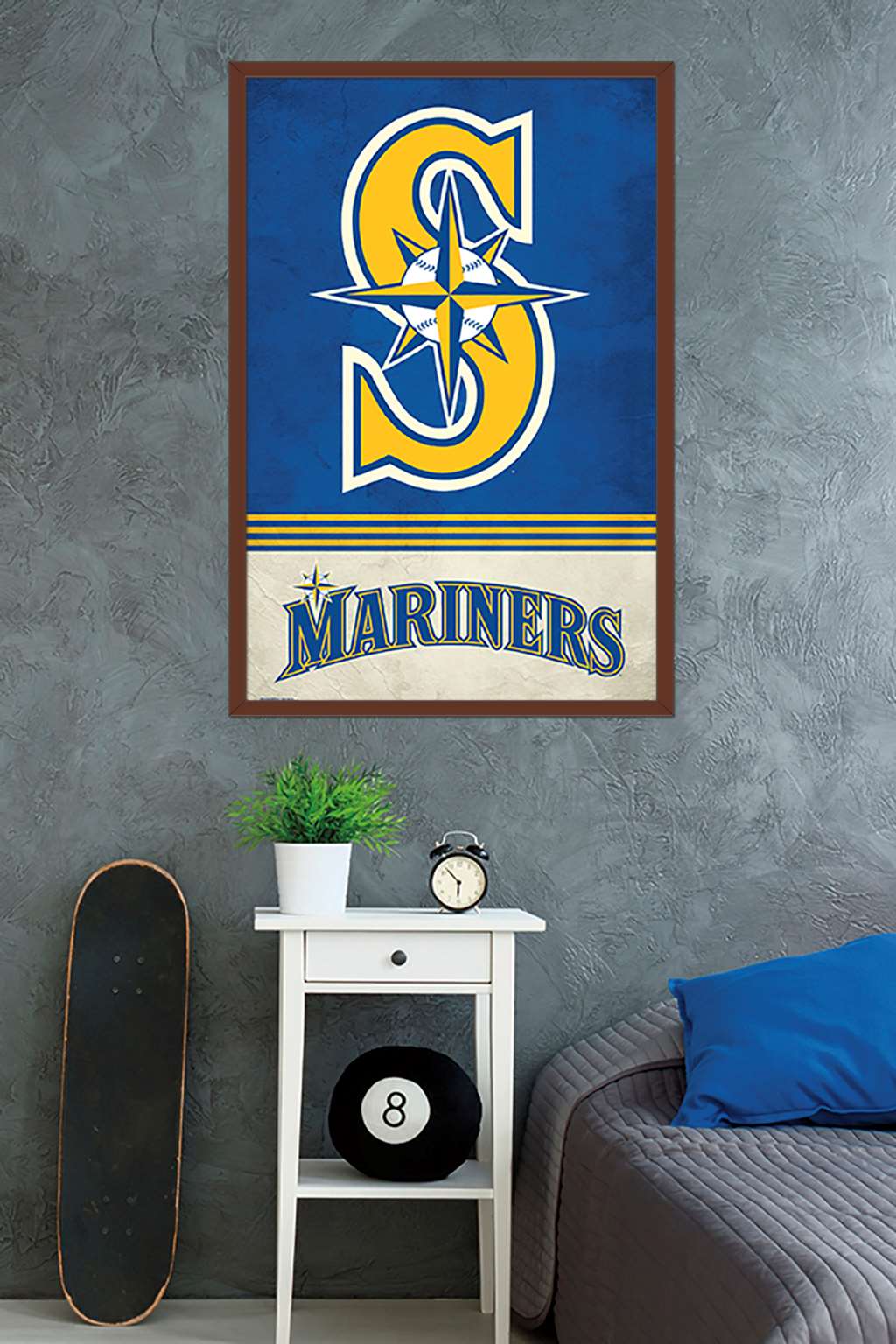 MLB Seattle Mariners - Retro Logo 18 Wall Poster, 22.375" x 34", Framed
