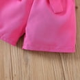 thumbnail image 4 of NOLDARES Toddler Girl Clothes, 2Pcs Baby Girl Summer Spring Outfits Sleeveless Tank Shirt Ruffle Rainbow Top +Bow Shorts Clothing Set(A1-Hot Pink,5-6 Years), 4 of 6