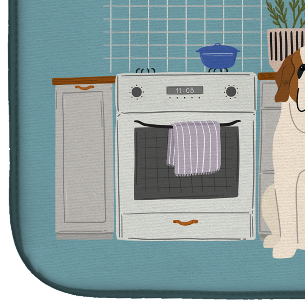 Saint Bernard Kitchen Scene Dish Drying Mat