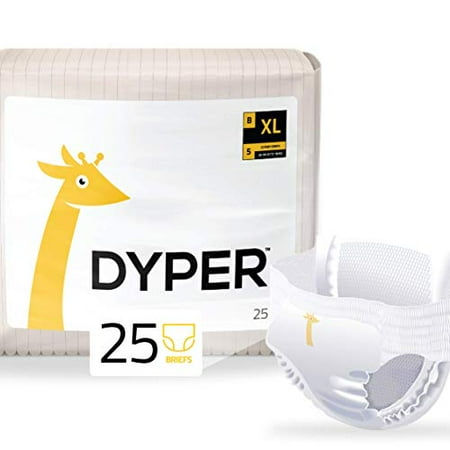 DYPER | Responsibly Sourced Bamboo Pull On Diaper Brief | Ink Free, Soft + Durable | X-Large | 28-38 lbs | 25 Count
