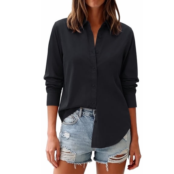Vividaire Button Down Shirts for Women Cotton Long Sleeve Dress Shirt Classic Fit Work Business Casual Blouses