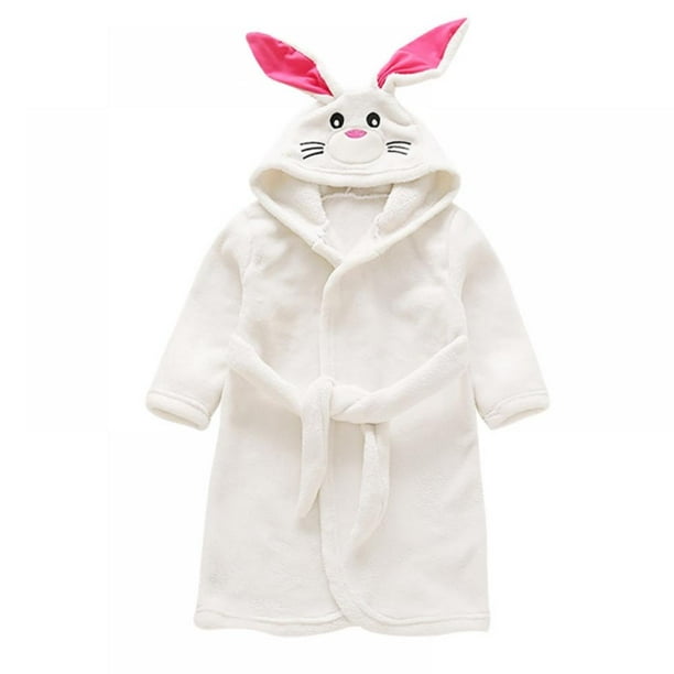 Flannel Baby Robe Cartoon Hooded Rabbit Cloak Girl Boy Sleepwear Bunny Bath Towels Kids Soft