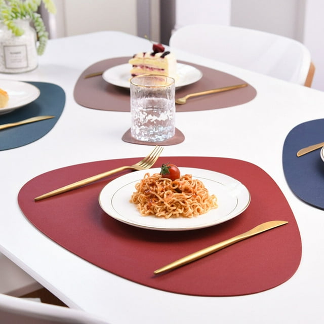 Ensemble de Table en Cuir Isolant Thermiquement, Léger, pour Intérieur, Salle à Manger, Restaurant, Rouge