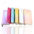 thumbnail image 4 of Monedero largo de piel para mujer, monedero plateado brillante con cremallera, colorido, 4 of 6