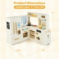 thumbnail image 3 of Costway Corner Play Kitchen with Lights & Sounds Wooden Toy Kitchen Set Storage for Ages 3+ Beige, 3 of 10