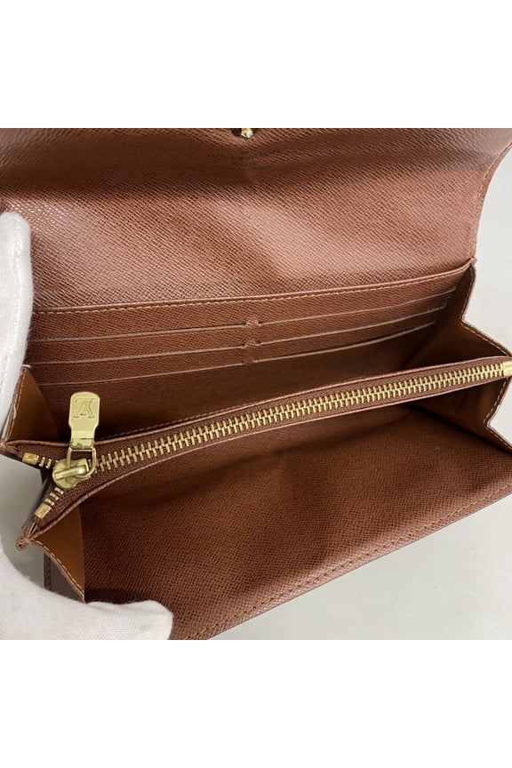 Pre-Owned Louis Vuitton Monogram Portefeuille Sarah Long Wallet M61734 Brown Women's (Good)