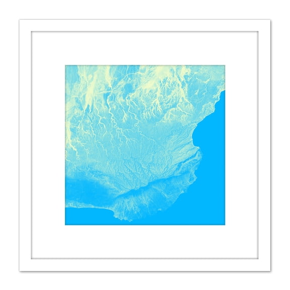 Green Blue Abstract Veins 8X8 Inch Square Wooden Framed Wall Art Print Picture with Mount