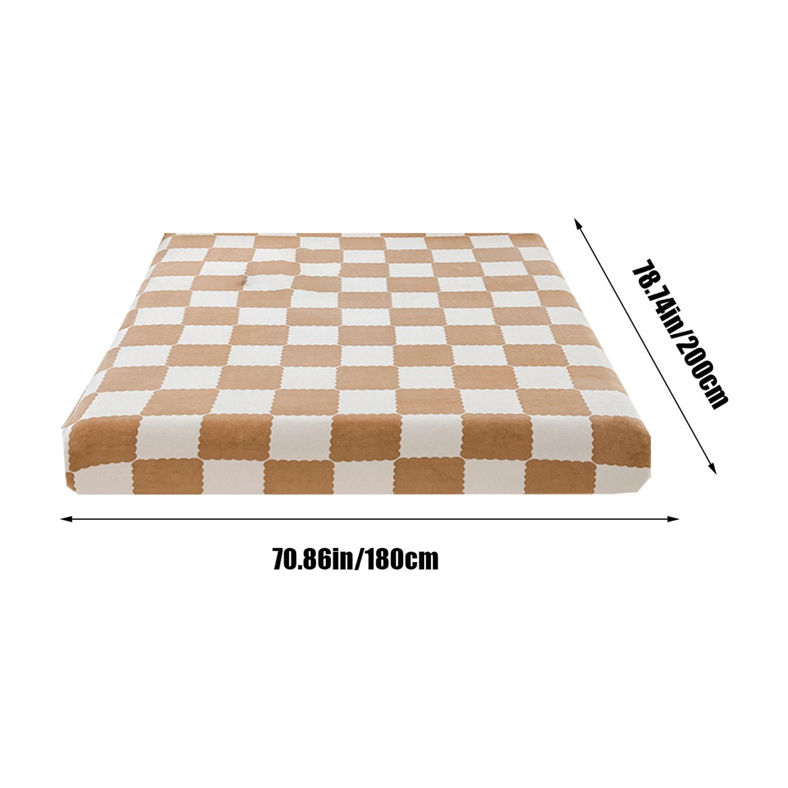 Quilted Fitted Sheet Winter Warm, Checkerboard Pattern Mattress Protector – Breathable Non-Slip Pocket Design, Soft Polyester Bed Cover for Care Bed, Home or Guest Room