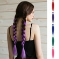 thumbnail image 7 of Long Braiding Hair, Pre-Stretched Synthetic Braid Hair Extensions, Easy to Braid - 21 Inch Purple Braiding Hair for Party Halloween Costume Cosplay, E, 55cm, 4Pcs, 7 of 7