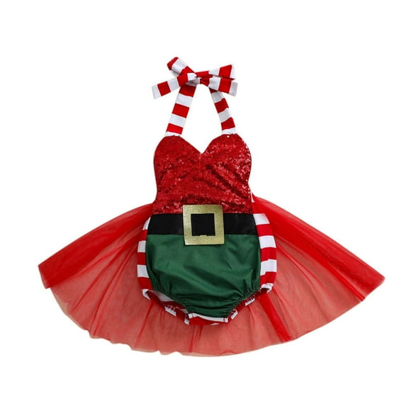 LUOGENLI Dress Boys and Girls Baby Holiday Dress Christmas Dress Patchwork Mesh A Line Skirt Princess Dress Dress for Girls Work Trendy Red 12-18 Months