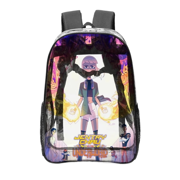 Jentry Chau vs. The Underworld-theme Clear Backpack Heavy Duty Transparent Bag See Through Bookbag for Work, Sport, College, Travel12.2“X16.9"(31X43cm)