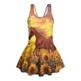 thumbnail image 4 of Uourmeti Girls' One Piece Skirted Swim Dress - Running Horse & Sunflower Field Print | Quick Dry, Stretchy Beach Swimwear for Summer Vacation & Pool Days, 4 of 8