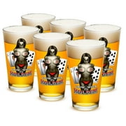 16 Ounces Pint Glass Know when to hold them, Set of 6 by Erazorbits