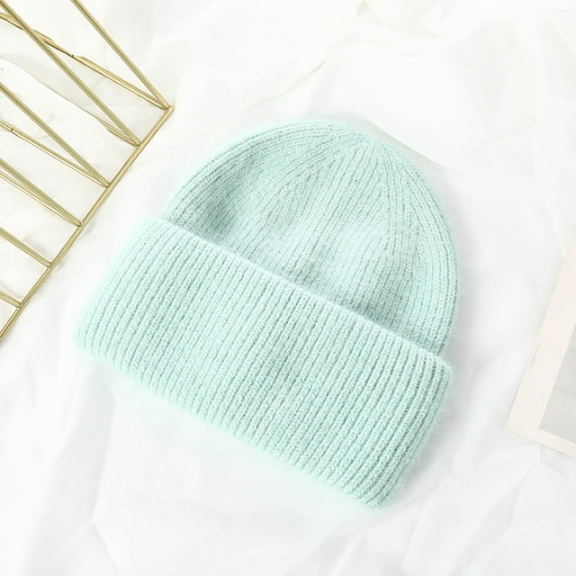 Knitted Hat Womens Candy Color Versatile Fashion Hat Women's Autumn and Winter Solid Warm Hat Rabbit Suede Hat