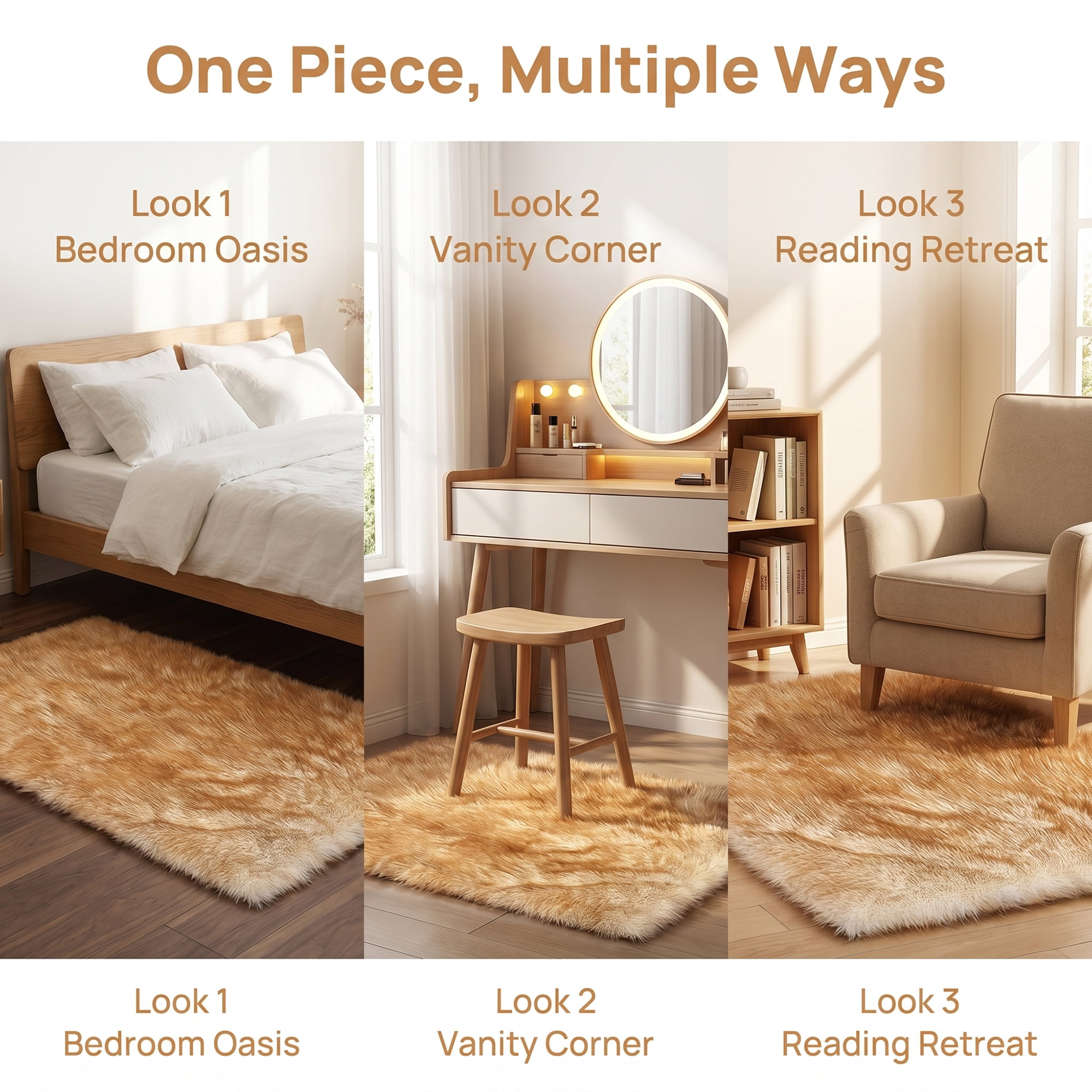 Unique Bargains Shaggy Area Rug Ultra Fluffy Non Slip Fuzzy Carpet 24" x 16" White Yellow