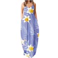 thumbnail image 1 of Vestidos Para Mujer Maxi Vestido Slip Vestido de Moda Sling Cintura Media Cuello en V Sin Mangas Rayas Estampado Floral Delgado Playa Vestido Largo Odeerbi ODB167901, 1 of 5