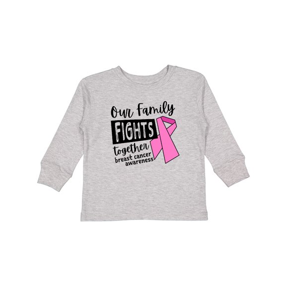 Inktastic Our Family Fights Together Breast Cancer Awareness Boys or Girls Long Sleeve Toddler T-Shirt
