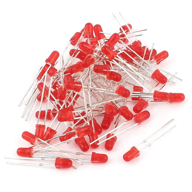 Unique Bargains 60Pcs 3mm 2Pins Red LED Light Emitting Diodes 20mA 5000MCD DC2.0V