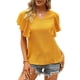 thumbnail image 1 of SAYOO Camisa suelta con botones en la parte delantera para mujer, blusas de trabajo de lunares suizos con cuello en V y mangas con volantes de verano SAYOO  Vida cotidiana, 1 of 5