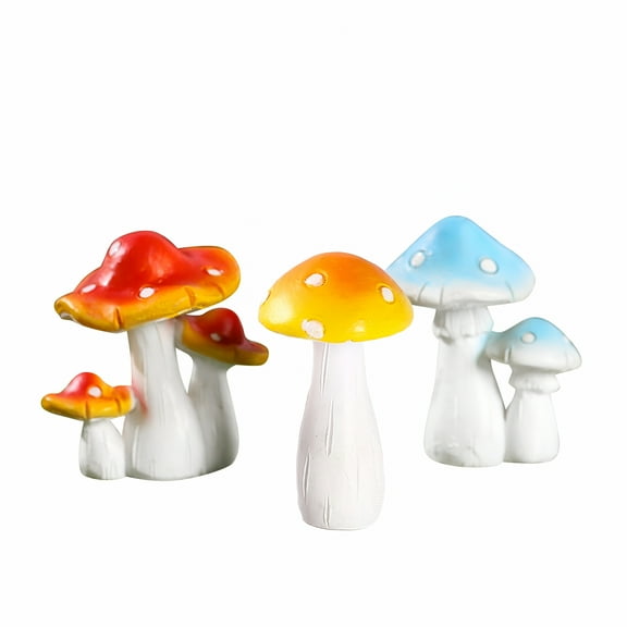 LAMIRO Resin Tabletop Decor Colorful Mini Mushroom Figurine for Home Garden Ornament Decoration