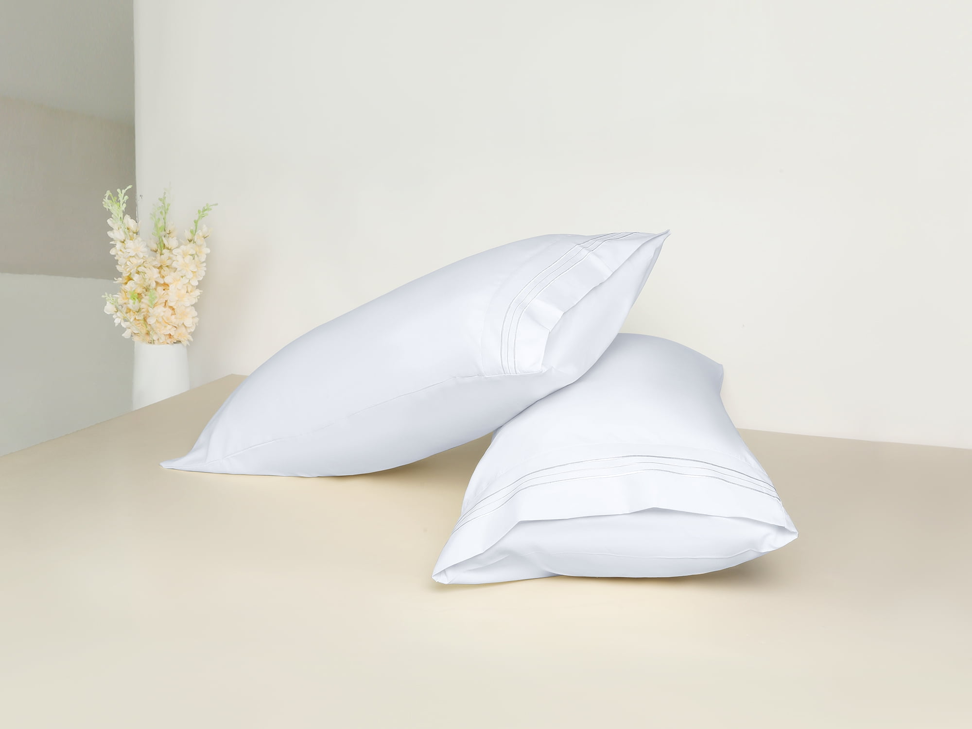 Unique Bargains 2 Pack Polyester Pillow Cases Pillow Covers Queen White