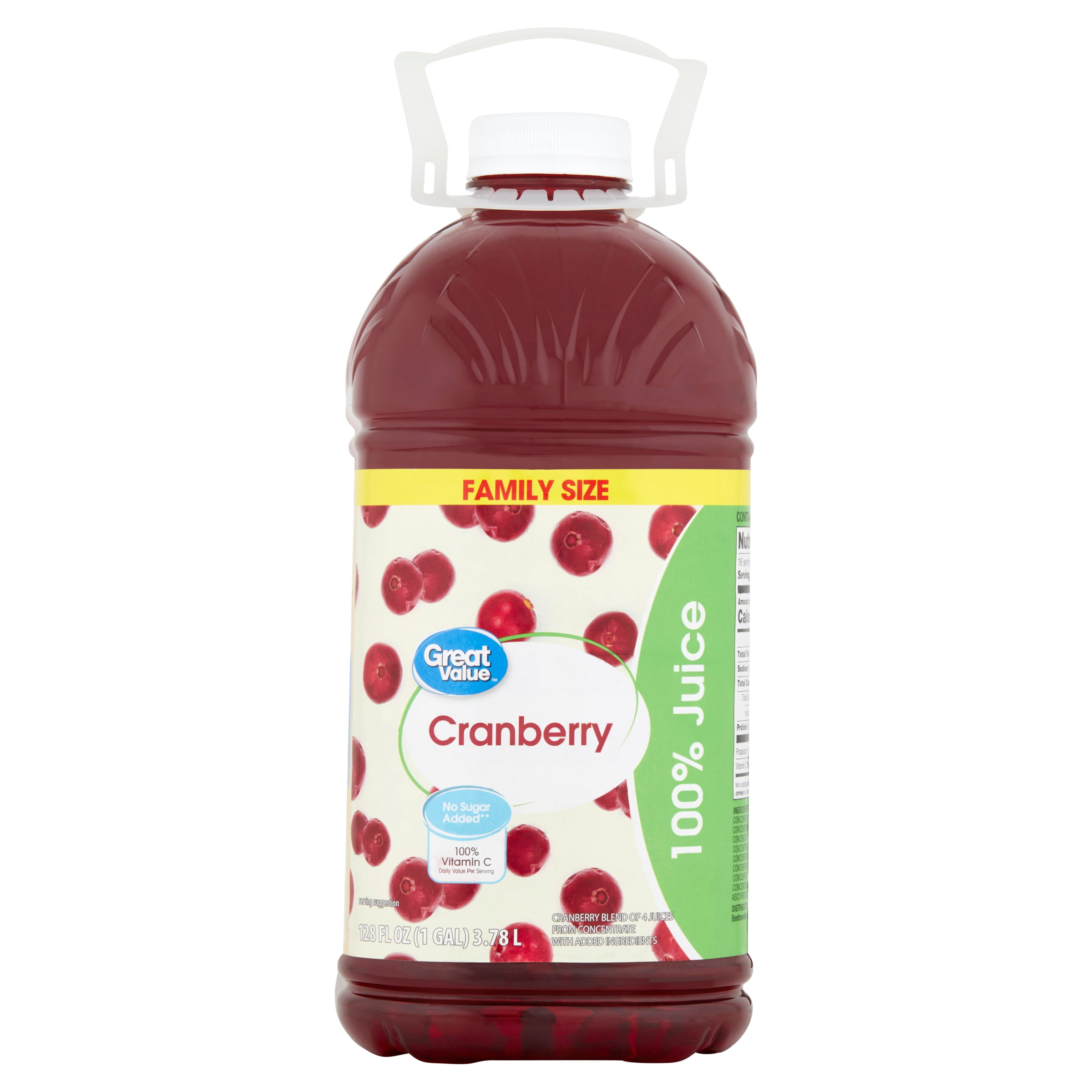Great Value Cranberry 100 Juice Family Size, 128 fl oz
