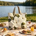 thumbnail image 4 of huayou 12.20x12.60 inch Quilted Tote Bag, White Magnolia Green Leaf Digital Print Large Capacity Zipper Handbag, Elegant Shoulder Bag Decoration for Work Daily, 4 of 7