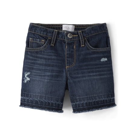 The Children's Place Girls Relaxed Fit Destructed Denim Midi Shorts, Sizes 4-16