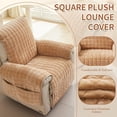 thumbnail image 2 of Plush Recliner Slipcover 30 Inches Washable Chair Covers Artificial Wool Lazy Boy Cover Quilted Cover for Recliner Chairs and Furniture,Large Taupe Chair Protector with Side Pocket for Kids/Pets C104, 2 of 3