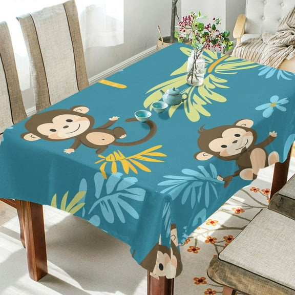 BZSMCE Square Tablecloth Cut Monkey Pattern Tableclothes