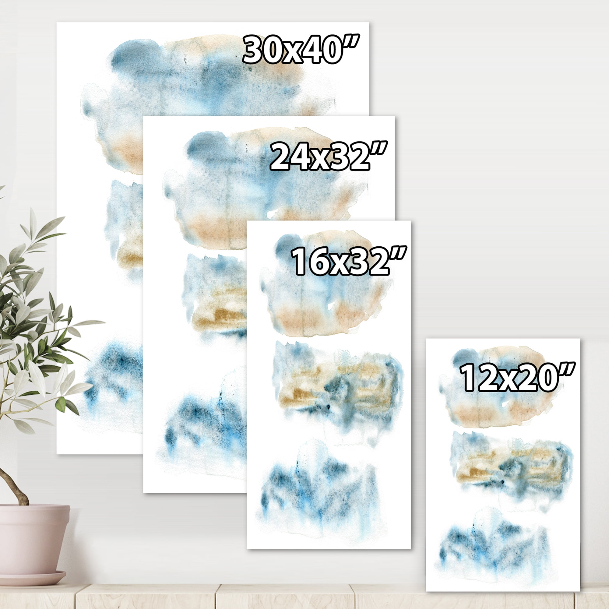 Designart ' Abstract Of Clouds Dark Blue Colored II ' Modern Canvas Wall Art Print
