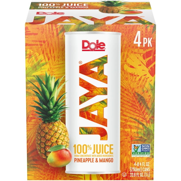 Dole Jaya 100 Pineapple & Mango Juice, Tropical Juice Drink, 8.4 Oz