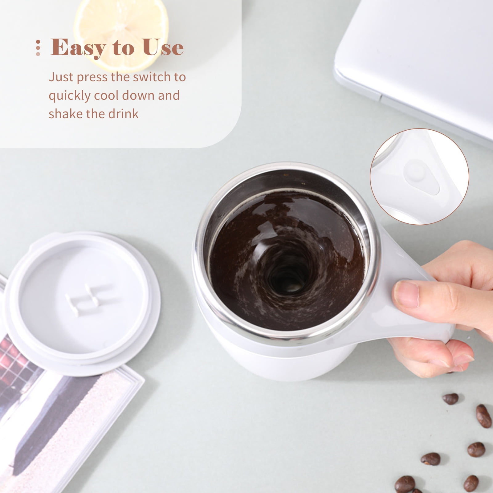 Self Stirring Mug, Stainless Steel Auto Self Mixing Coffee Cup, Magnetic  Coffee Mugs, For Coffee, Tea, Hot Chocolate, Milk Mug For Office, Kitchen,  Travel, Home, Summer Winter Drinkware, Home Kitchen Items 