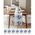 thumbnail image 6 of Spring Flowers Burlap Cotton Table Runner 16x72 Inches Long, Rustic Minimalism Blue Dandelion Plants Farmhouse Table Runners, Outdoor Dining Tablecloths Decor for Baby Shower/Party/Wedding, 6 of 6