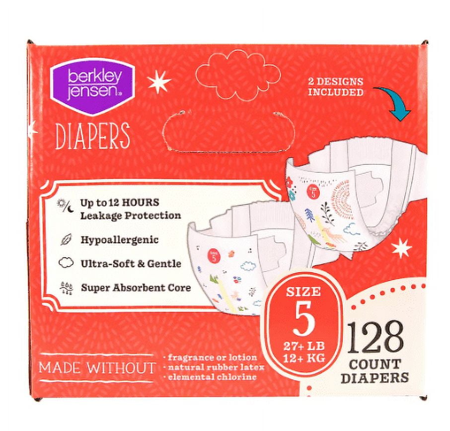 Berkley Jensen Diapers Size 5 (27+ LB) 128 Count