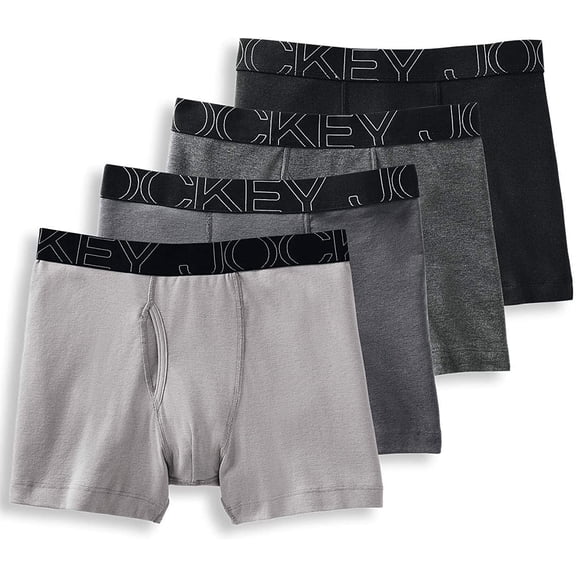 Jockey ActiveBlend Boxer Brief - 4 Pack, Pewter/Charcoal Heather/Quartz Grey/Black, M
