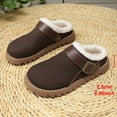thumbnail image 4 of Slippers for Women Furry Lined Winter Clogs Trendy Buckle Strap Slip on House Shoes Antislip Platform Lug Sole Casual Slides Coffee Size 7, 4 of 6