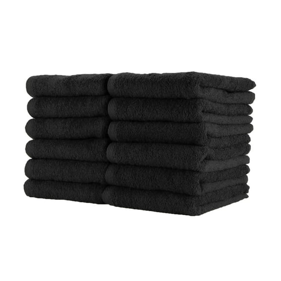 Arkwright Bleach Safe Jr. Salon Towels - 100% Ring Spun Cotton Hand Towel for Spa - (12 Pack) Black