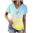 thumbnail image 2 of Pntutb T-Shirt pour Femme à Col en V Imprimé, Boutonné, Manches Courtes, Haut T-Shirt Haut Chemise, 2 of 5