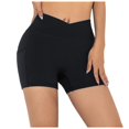 thumbnail image 4 of vigerkar Athletic Shorts for Women Slim Tummy Control V Cross Waist Short Leggings Bike Dance Gymnastics Yoga Shorts Black, S, 4 of 9