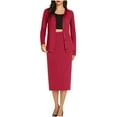 thumbnail image 2 of Stamzod School Outfits for Teachers Fall Solid Color Long Sleeve Cardigan and Knee Length Skirt Elegant 2 Piece Sets for Women Red-1 XL, 2 of 9