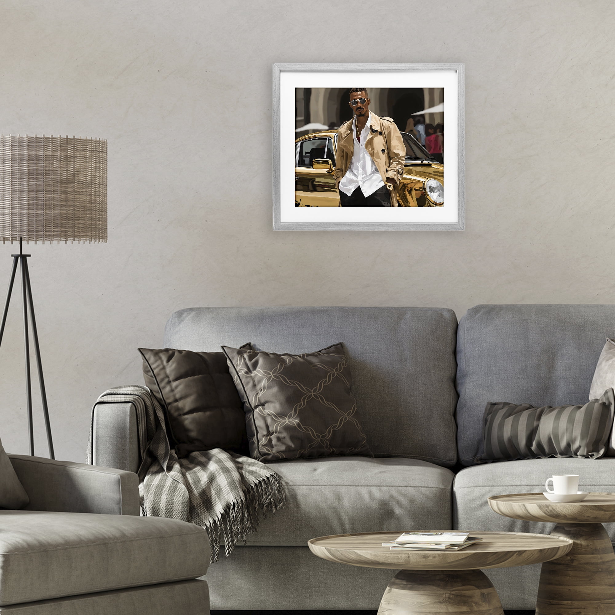 Stupell Industries Classy Gilded Sportscar & Driver Gray Framed Print Under Glass, design by Franklyn Gregory