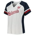 thumbnail image 2 of Women's White/Navy Washington Nationals Plus Size Notch Neck T-Shirt, 2 of 3