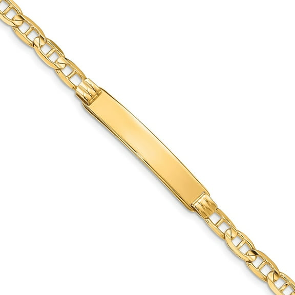 14K Yellow Gold bracelet ID Anchor 7 in 8 mm
