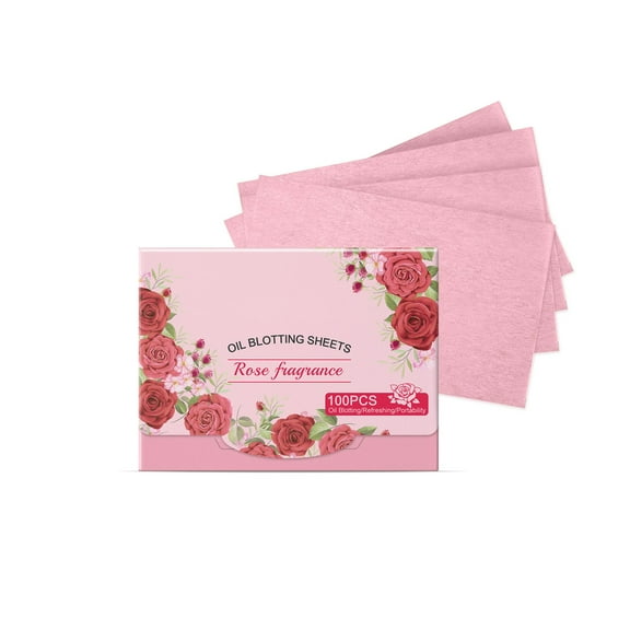 HHBEAUTY Oil Blotting Sheets for Face - Portable Blotting Papers for Shine Control on the Face & Nose,Blotting Sheets Instantly Remove Excess Oil Without Smudging Makeup,100 Counts Rose Fragrance