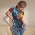 thumbnail image 3 of Fotbe Red And Blue Fire Dragon E Body de Mujer con Cuello Redondo y Mangas Cortas, Sin Mangas Ajustado, Suave, Cómodo y Básico-Large, 3 of 7