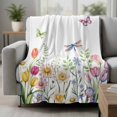thumbnail image 2 of Wildflowers Blanket Soft Cozy Warm Throw Blanket for Couch, Plush Fuzzy Flannel Fleece Blankets for Sofa, Spring Country Tulip Butterfly Floral Leaf Bed Blankets Lightweight Gifts for Women, 32"x48", 2 of 9